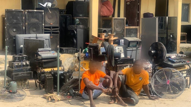Armed Robbers Who Raid Churches Arrested In Delta, Police Recovers 20 Loudspeakers, 3 Generators, 12 Amplifiers, 10 Fans, Others